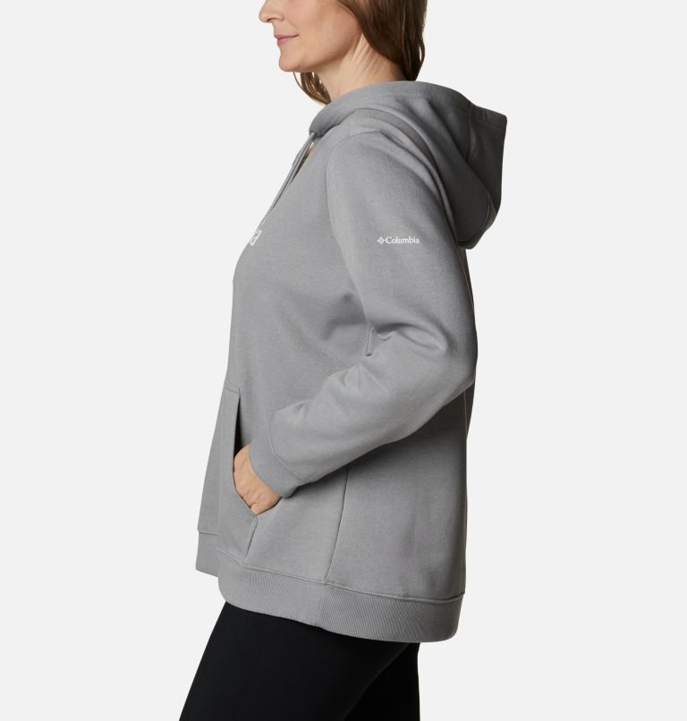 Women's Columbia Logo Hoodie Grey | Plus Size CA-EL64C